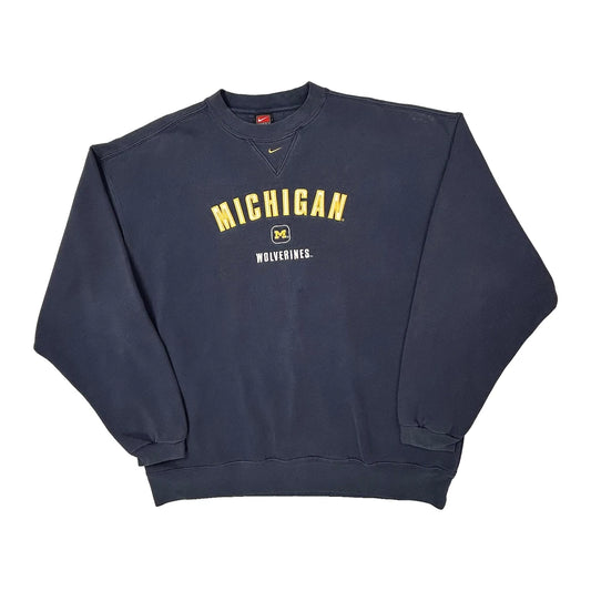 Michigan Wolverines Nike College Sweatshirt - Large Navy Cotton