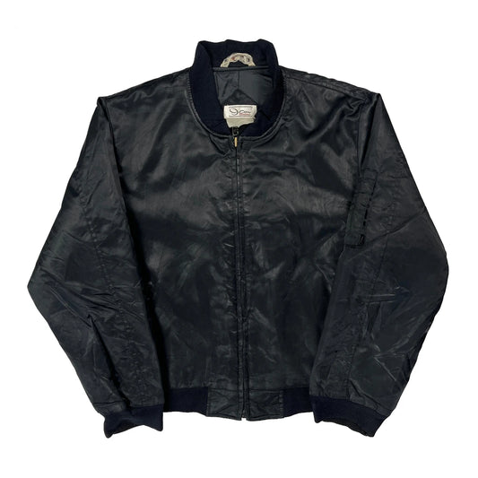 1980S San Francisco 9 Con Graphic Souvenir Satin Varsity Jacket - No Size Black Nylon