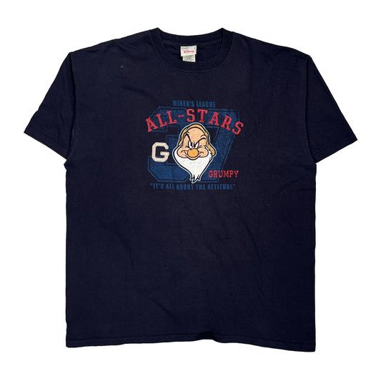 Grumpy Disney Cartoon T-Shirt - 2XL Navy Cotton