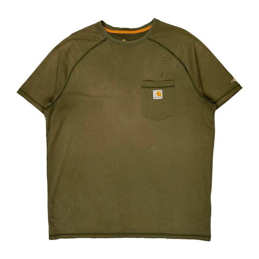 Carhartt T-Shirt - Large Khaki Cotton