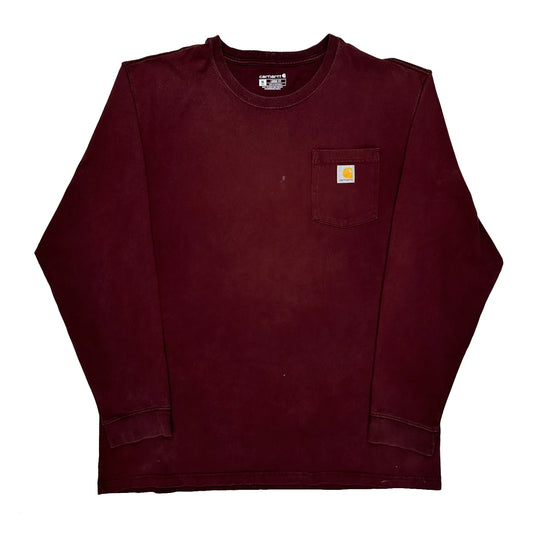 Carhartt Tall Long Sleeve T-Shirt - XL Burgundy Cotton