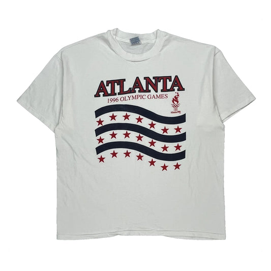 1996 Olympic Games Hanes Graphic T-Shirt - 2XL White Cotton