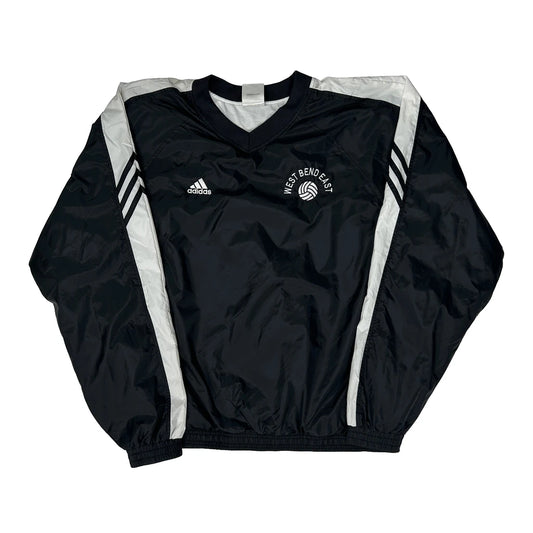 West Bend East Adidas Striped Windbreaker - Large Black Polyester