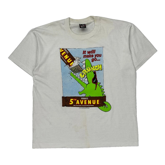 Hersheys Promo Fruit Of The Loom Single Stitch T-Shirt - XL White Cotton Blend