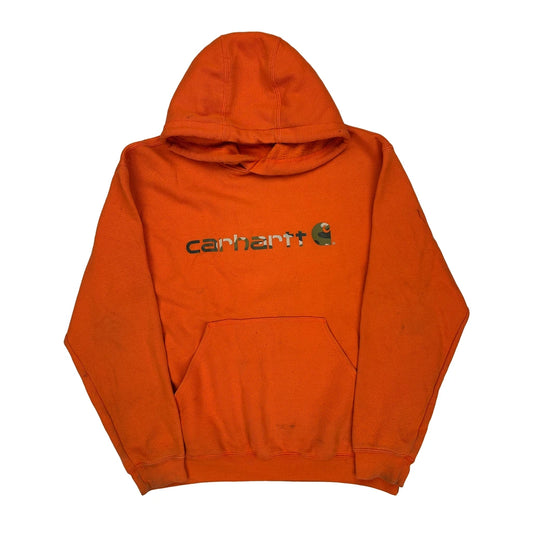Carhartt Spellout Hoodie - Large Orange Cotton