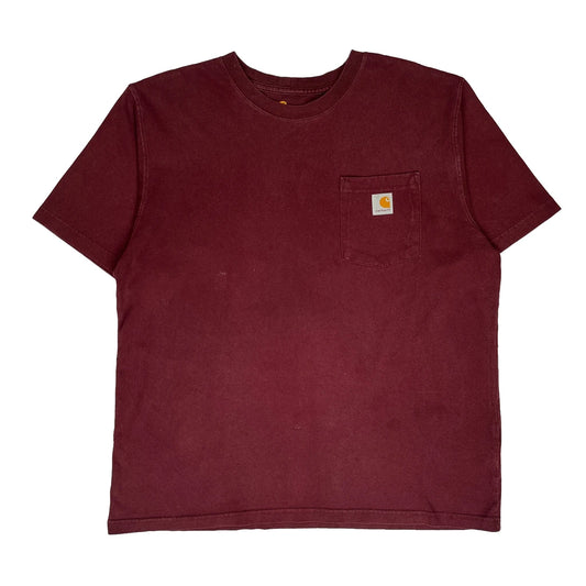 Carhartt T-Shirt - Large Burgundy Cotton
