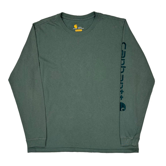 Carhartt Long Sleeve T-Shirt - Large Green Cotton