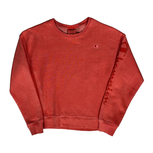 Reverse Weave Champion Spellout Sweatshirt - Medium Red Cotton