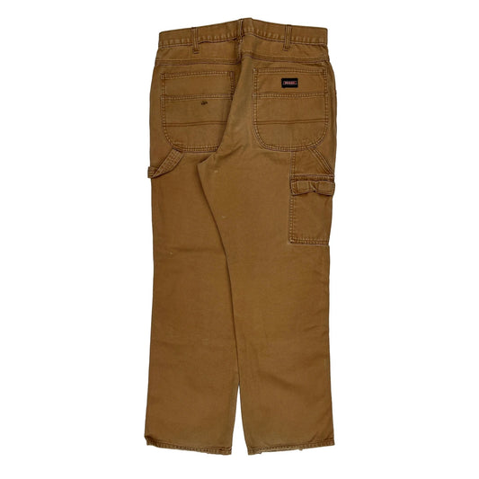Dickies Double Knee Carpenter Trousers - 33W 30L Brown Cotton