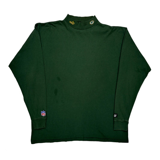 Vintage Green Bay Packers Puma Nfl Long Sleeve T-Shirt - Large Green Cotton