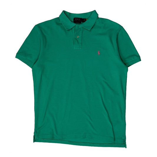 Polo By Ralph Lauren Slim Fit Polo Shirt - Large Green Cotton