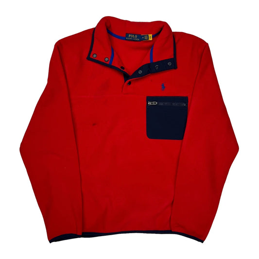 Polo By Ralph Lauren Snap T Fleece - Medium Red Cotton