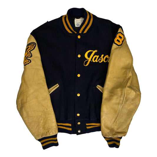 Hartland Eagles Unbranded College Varsity Jacket - Large Navy Leather