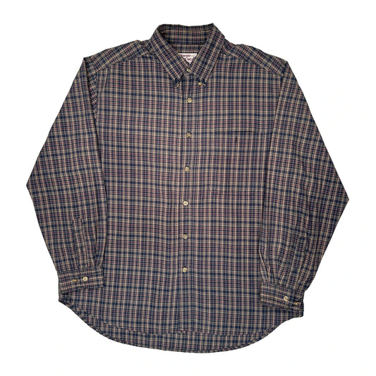 Wrangler Checked Flannel Shirt - Large Navy Cotton