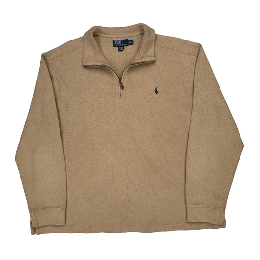Polo By Ralph Lauren 1/4 Zip - 2XL Beige Cotton