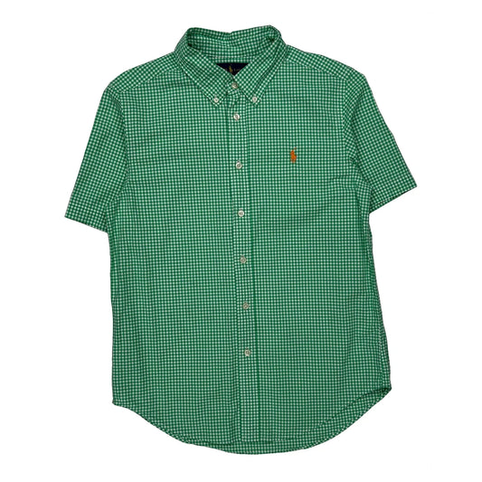 Vintage Age 10 Ralph Lauren Checked Short Sleeve Shirt - Large Green Cotton