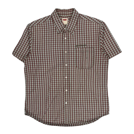 Levis Checked Short Sleeve Shirt - XL Red Cotton