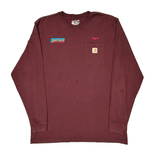 Carhartt Long Sleeve T-Shirt - XL Burgundy Cotton