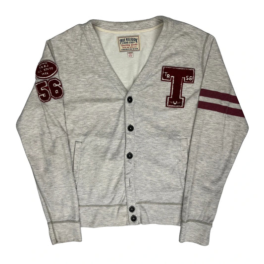 True Religion College Cardigan - XL Grey Cotton