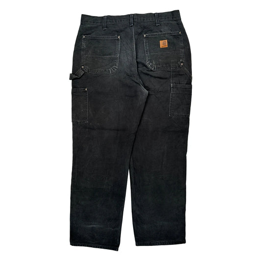 Carhartt B01 Blk Double Knee Carpenter Trousers - 34W 31L Black Cotton