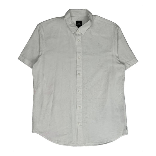 Armani Exchange Short Sleeve Shirt - Large White Cotton