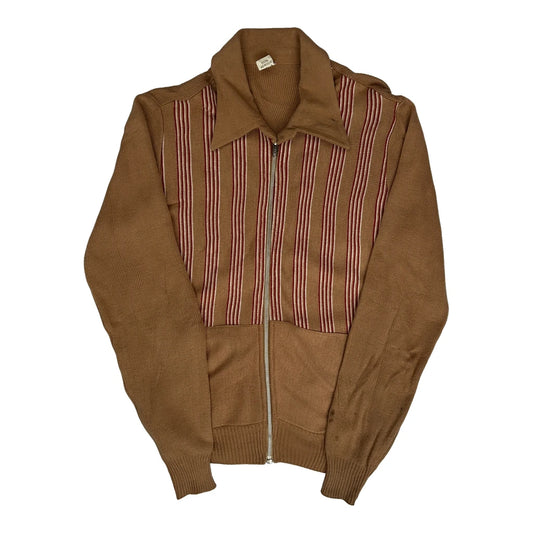 70S Stella Striped Jacket - Small Brown Knitted