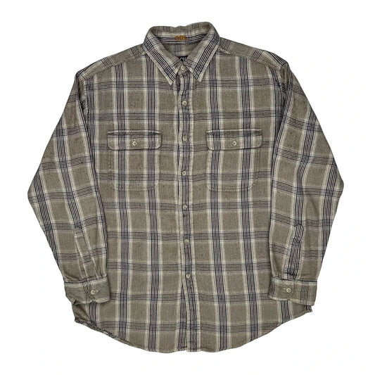 Chaps Ralph Lauren Checked Flannel Shirt - Medium Beige Cotton