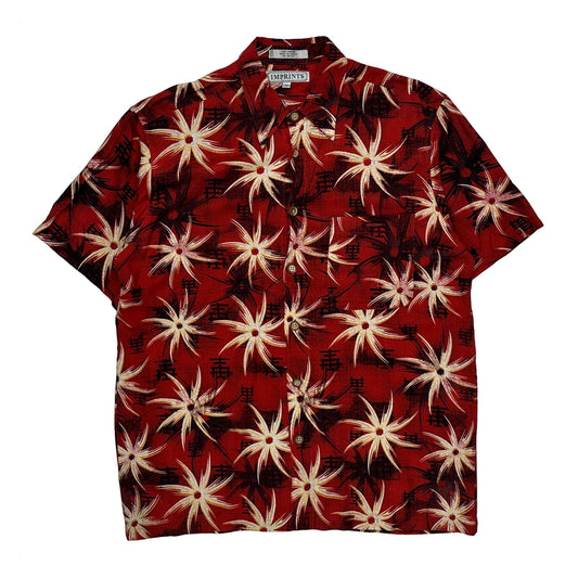 Imprints Floral Hawaiian Shirt - Medium Red Viscose