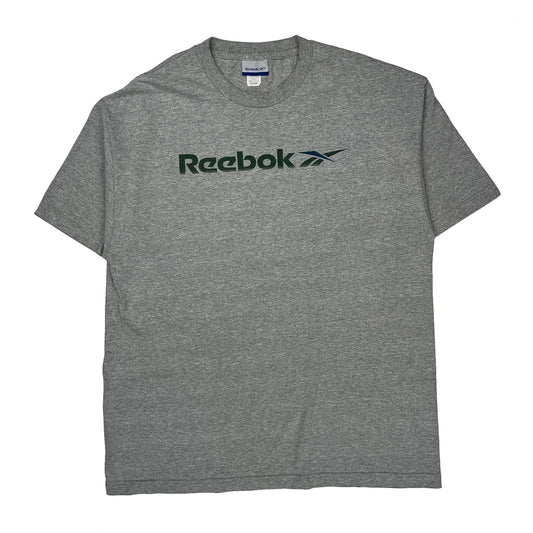 Reebok T-Shirt - Large Grey Cotton Blend