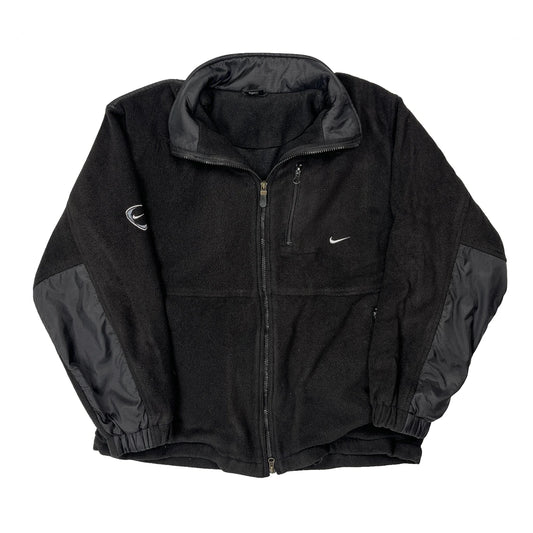 Nike Fleece Jacket - Large Black Polyester