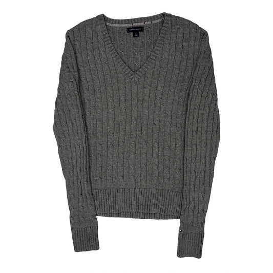 Tommy Hilfiger V-Neck Jumper - Medium Grey Knitted