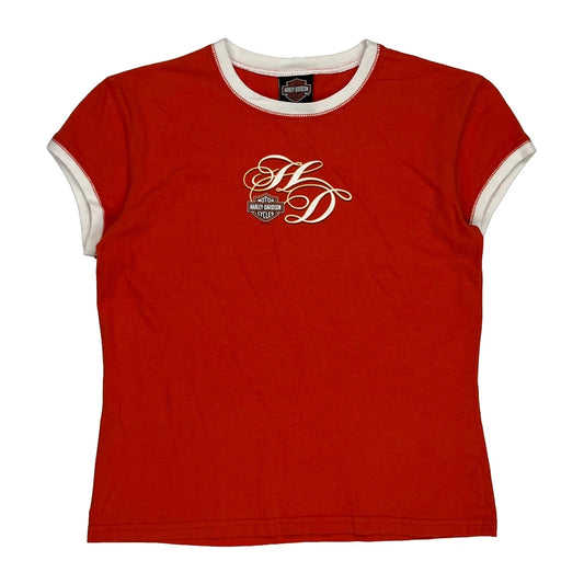 Motorcycles Harley Davidson Graphic T-Shirt - Large Red Cotton