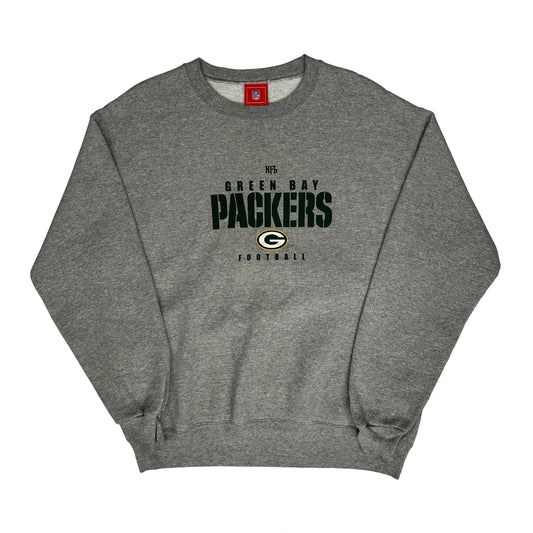 Green Bay Packers Nfl Graphic Sweatshirt - Large Grey Cotton Blend