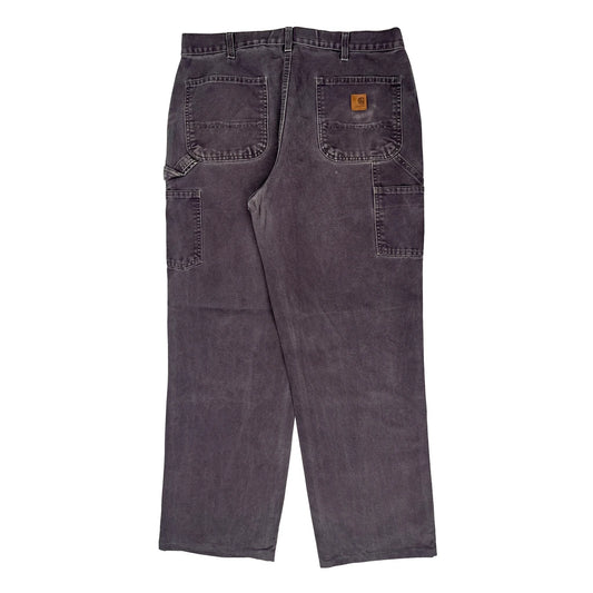 Patched Carhartt Visible Repair Shashiko Style Ptb Carpenter Trousers - 35W 32L Grey Cotton