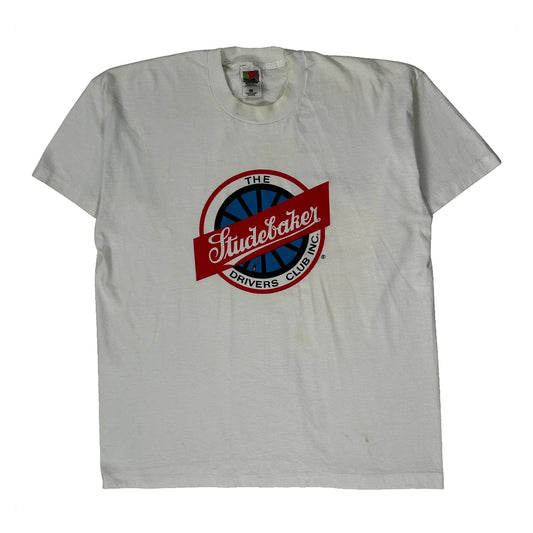 Vintage Car Club Logo Fruit Of The Loom Graphic T-Shirt - XL White Cotton Blend