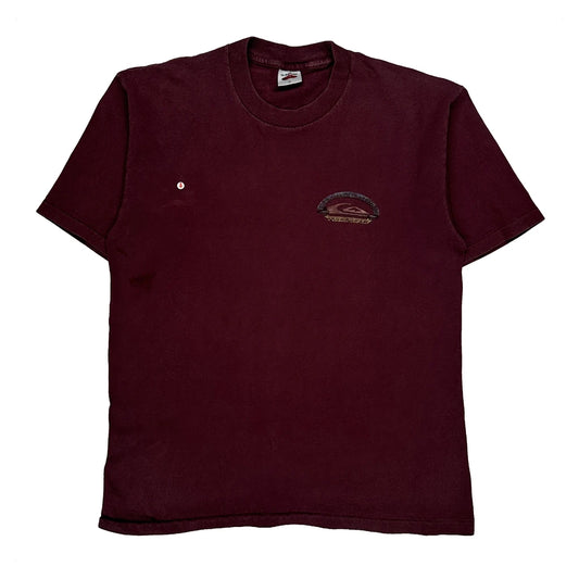 Quiksilver Graphic T-Shirt - Medium Burgundy Cotton