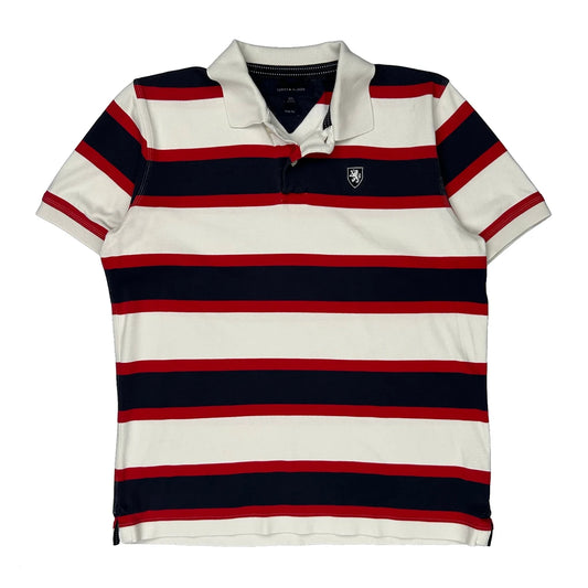 Tommy Hilfiger Striped Polo Shirt - Large Navy Cotton
