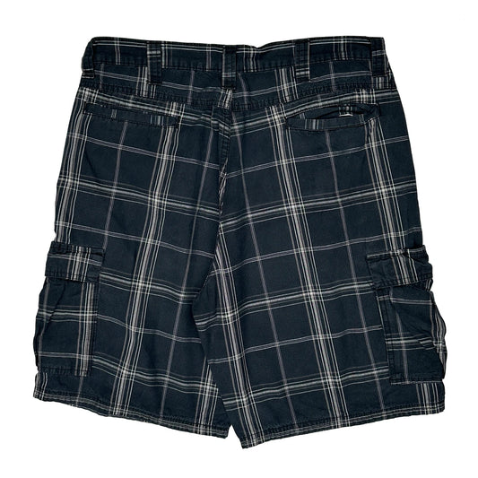 Wrangler Checked Cargo Shorts - 34W 10L Navy Cotton