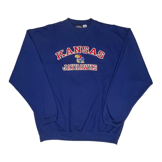Kansas Jayhawks Cadre College Sweatshirt - XL Blue Cotton Blend