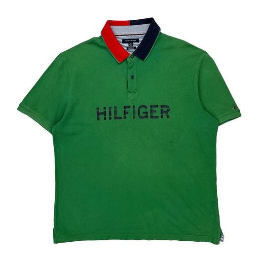 Tommy Hilfiger Spellout Polo Shirt - XL Navy Cotton