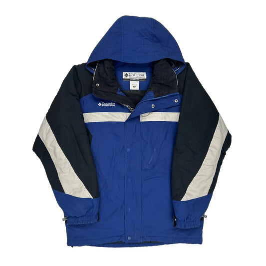 Columbia Striped Ski Jacket - Small Blue Polyester
