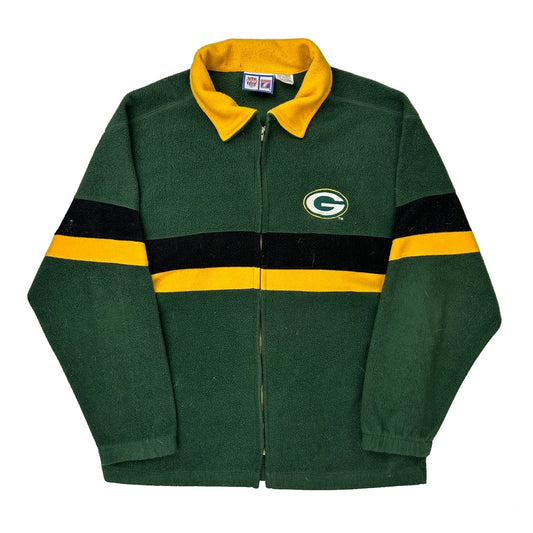 Green Bay Packers Logo 7 Football Fleece Jacket - Large Green Polyester