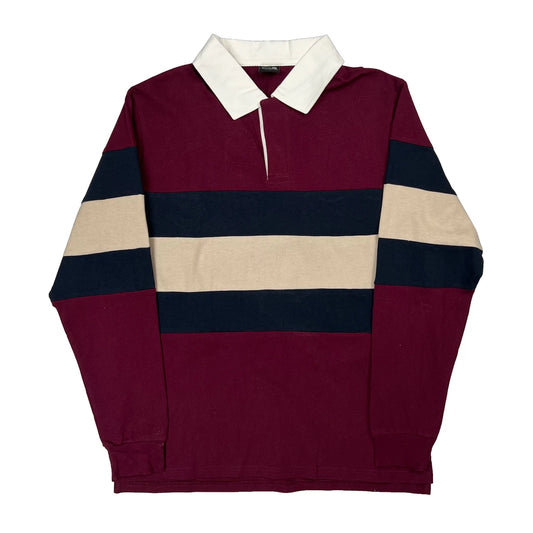 Cotton On Garments Striped Rugby Shirt - Large Burgundy Cotton