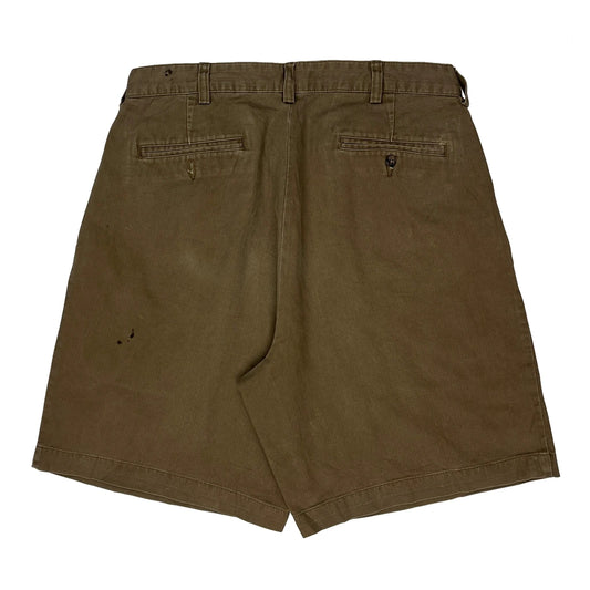 Polo By Ralph Lauren Pleated Olive Chino Shorts - 36W 8L Brown Cotton