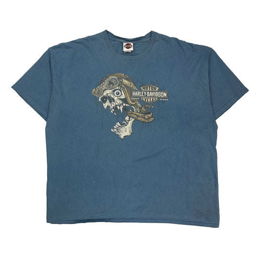 Wind River Harley Davidson Graphic T-Shirt - 3XL Blue Cotton