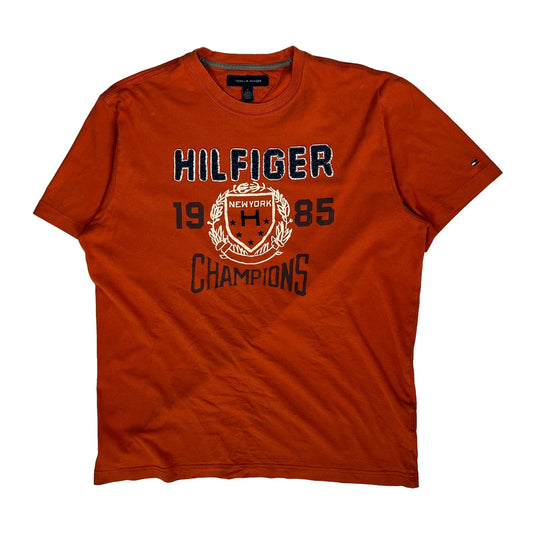 Tommy Hilfiger Graphic T-Shirt - Medium Orange Cotton