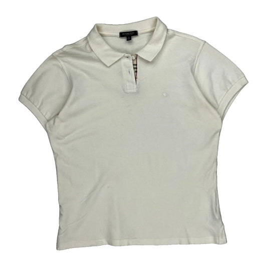 Burberry London Polo Shirt - Large White Cotton