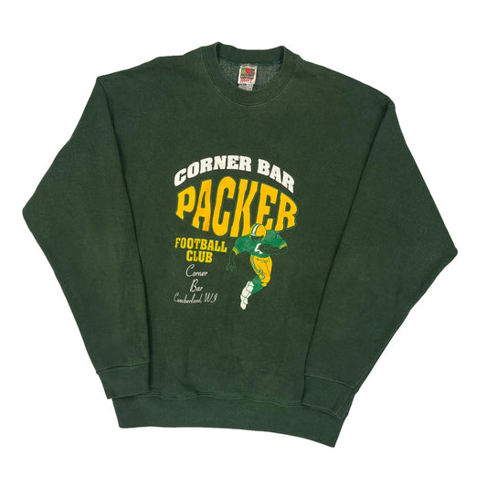 Corner Bar Packer Football Club Fruit Of The Loom Graphic Sweatshirt - XL Green Cotton Blend