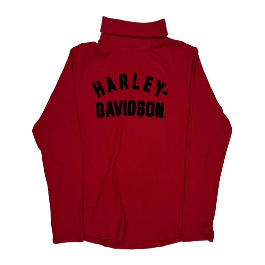 Harley Davidson Spellout Long Sleeve T-Shirt - XL Red Cotton