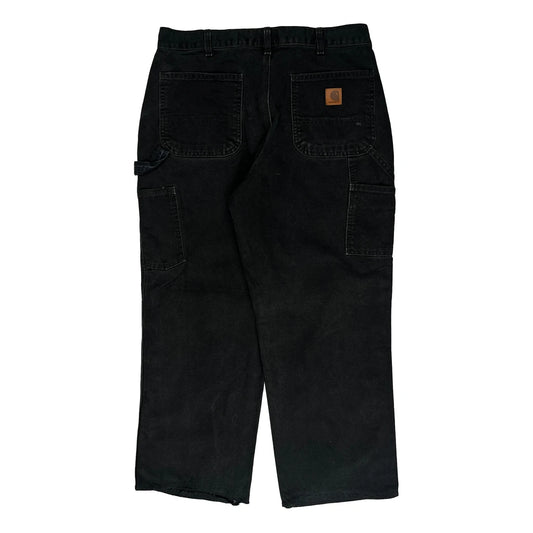 Vintage Loose Original Fit Carhartt Carpenter Trousers - 32W 27L Black Cotton